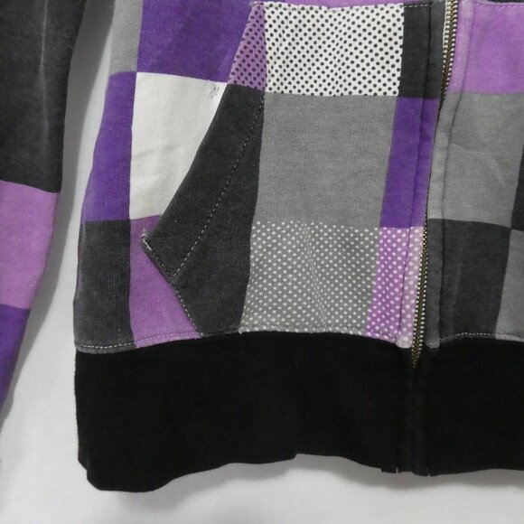 WEST FORTYNINE | medium | Checkered Hoodie With Zip - Hood - Thumbholes *stains - Picture 8 of 16
